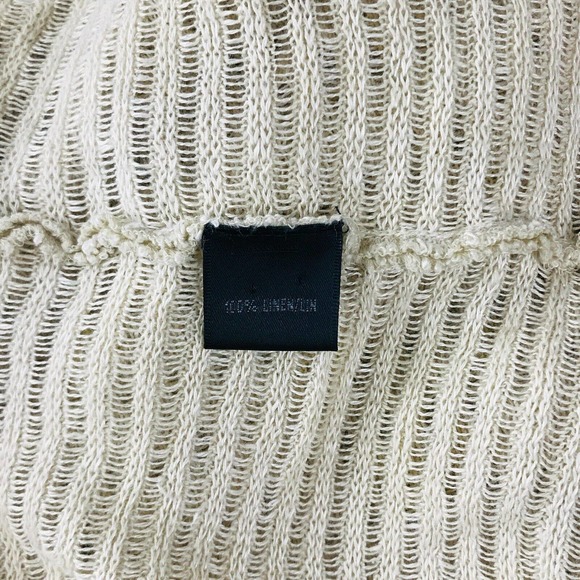 Lafayette 148 NY Womens Small Sweater Beige Linen Open-Knit 3/4 Sleeve Flaw BU16 - Picture 6 of 8